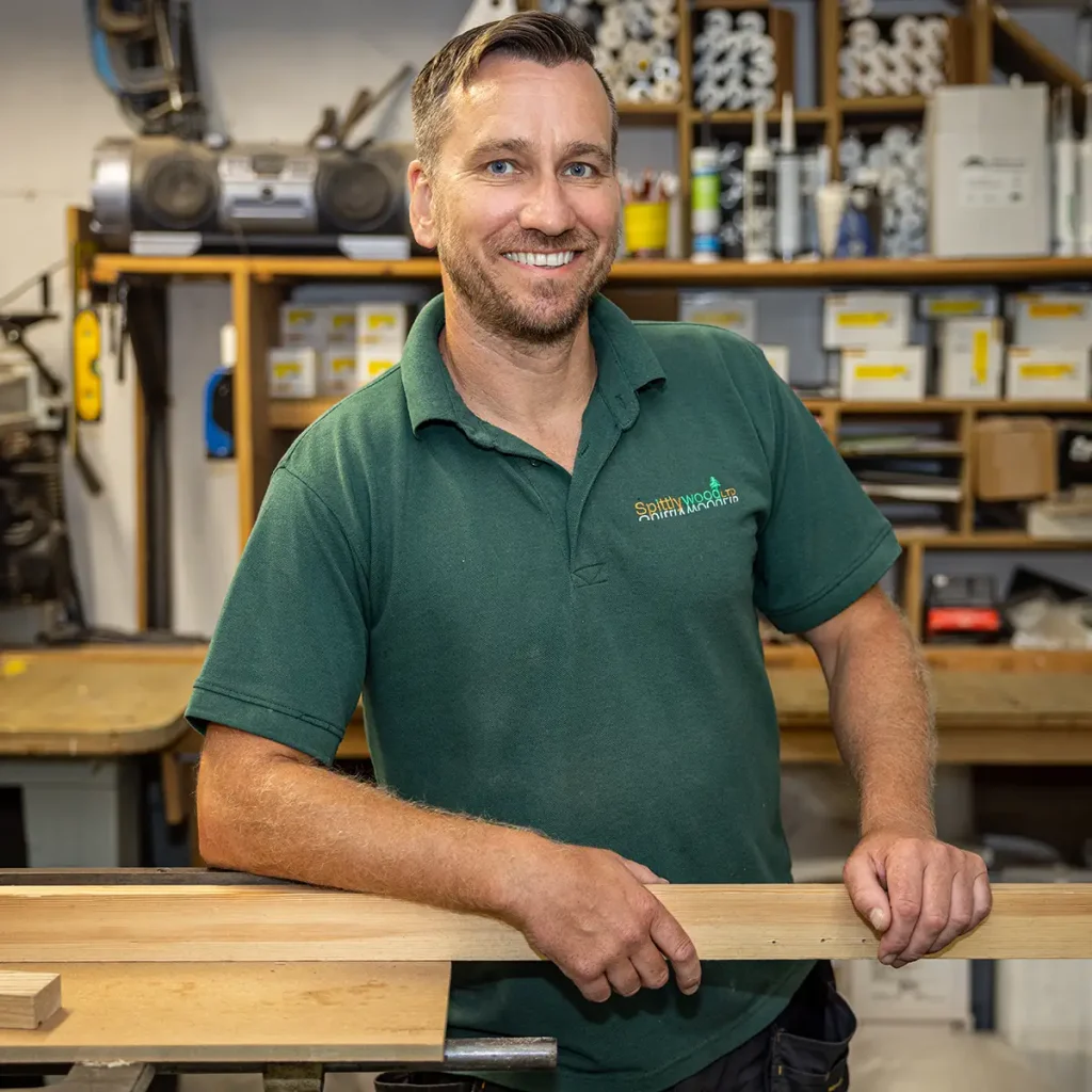 Spittlywood joiner at his workbench in the Kent workshop